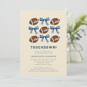 Touchdown Football and Bows Baby Shower Invitation