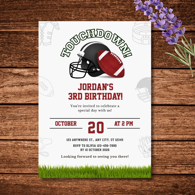Touchdown Football Birthday Party Invitation (Touchdown Football Birthday Party Invitation)