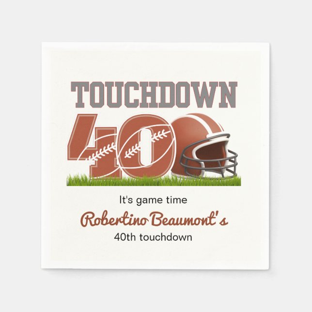Touchdown Forty Funny Football 40th Birthday Napkin (Front)
