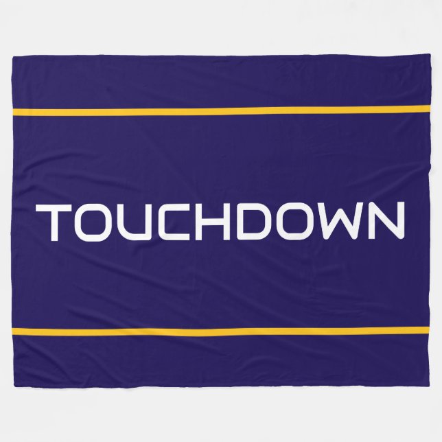 TOUCHDOWN Fun White Text Orange Navy Blue Stripes  Fleece Blanket (Front (Horizontal))