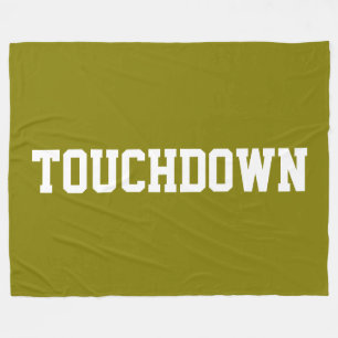 TOUCHDOWN Golden Olive Athletic White Block Text Fleece Blanket