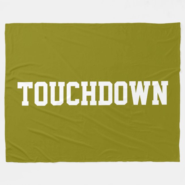 TOUCHDOWN Golden Olive Athletic White Block Text  Fleece Blanket (Front (Horizontal))