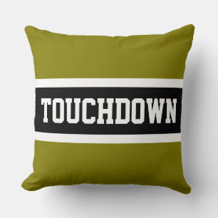 TOUCHDOWN Golden Olive Black White Stripes Cushion