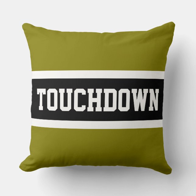 TOUCHDOWN Golden Olive Black White Stripes Cushion (Front)