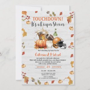 Touchdown it's a diaper Baby shower Beer Pumpkin Invitation