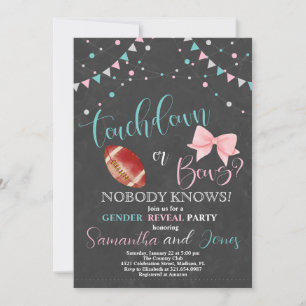 Touchdown or Bows Gender Reveal Party Invitation