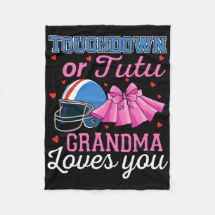 Touchdown Or Tutu Grandma Loves You Football Gende Fleece Blanket