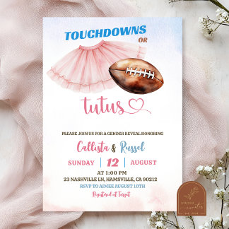 Touchdown or Tutus Gender Reveal Invitation