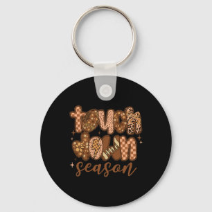Touchdown Season Footll Checkered Footll Game Day Key Ring