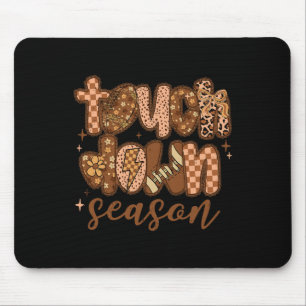Touchdown Season Footll Checkered Footll Game Day Mouse Pad