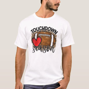 Touchdown Season With Leopard And Bleached Footbal T-Shirt
