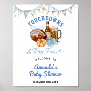 Touchdown Tiny Toes Couples Baby Shower Welcome Poster