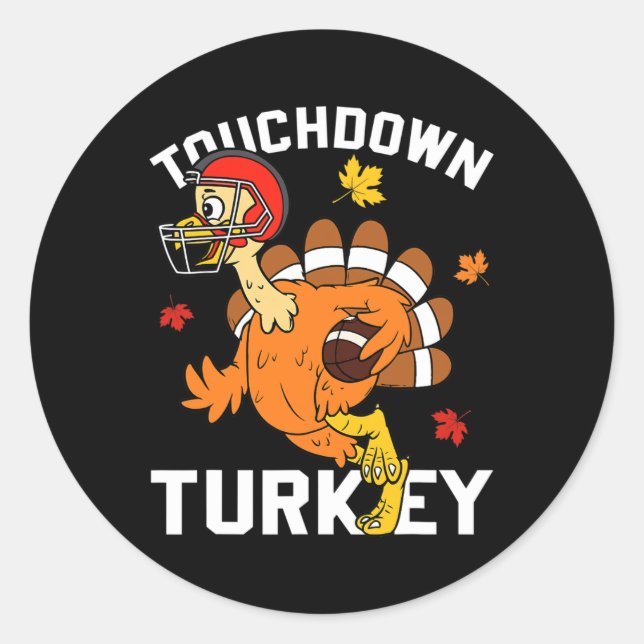 Touchdown Turkey Autumn Fall Y'all Thanksgiving US Classic Round Sticker (Front)