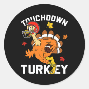 Touchdown Turkey Autumn Fall Y'all Thanksgiving US Classic Round Sticker