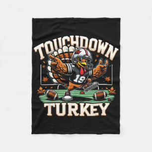 Touchdown Turkey Thanksgiving Footll Holiday Turke Fleece Blanket