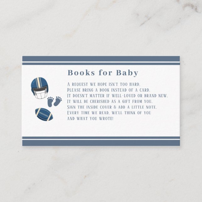 Touchdowns and Tiny toes, Football baby shower Enclosure Card (Front)