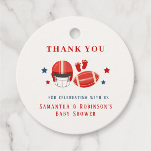Touchdowns and Tiny toes, Football baby shower Favour Tags