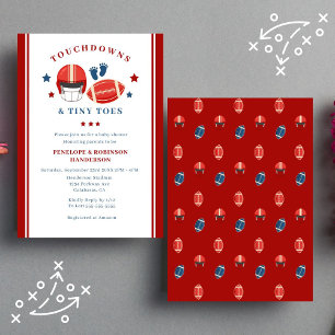 Touchdowns and Tiny toes, Football baby shower Invitation
