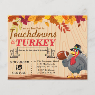 Touchdowns and Turkey Thanksgiving Invitation Flyer