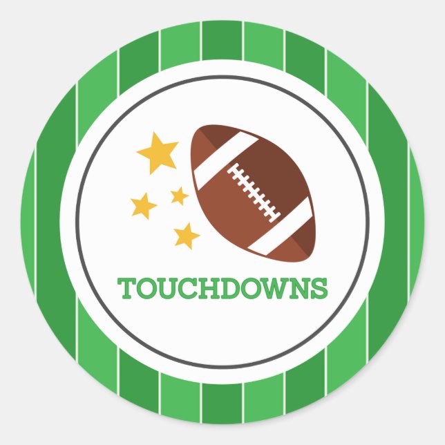 Touchdowns Gender Reveal Classic Round Sticker (Front)