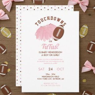 Touchdowns or Tutus Football Gender Reveal Invitation