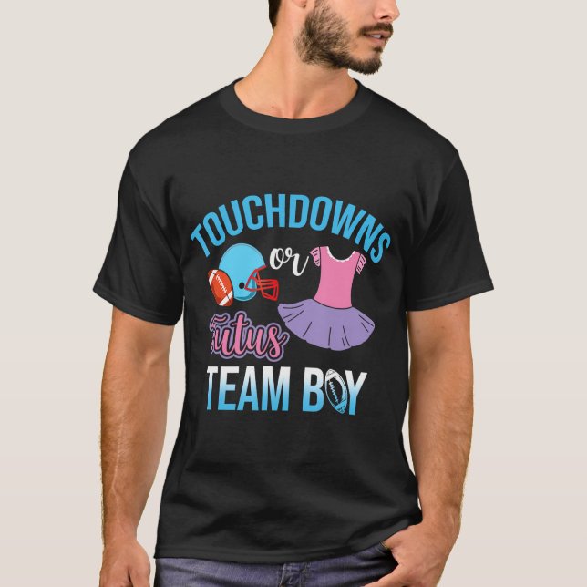 Touchdowns Or Tutus - Gender Reveal Baby Party Ann T-Shirt (Front)