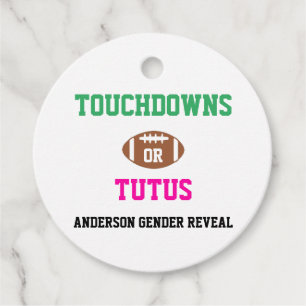 Touchdowns or Tutus Gender Reveal Favour Tags