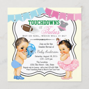 Touchdowns or Tutus Gender Reveal Invitation