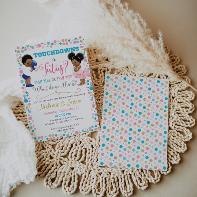 Touchdowns or Tutus Gender Reveal Invitation (Creator Uploaded)
