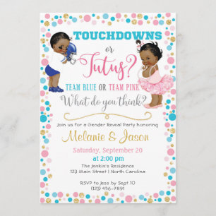 Touchdowns or Tutus Gender Reveal Invitation