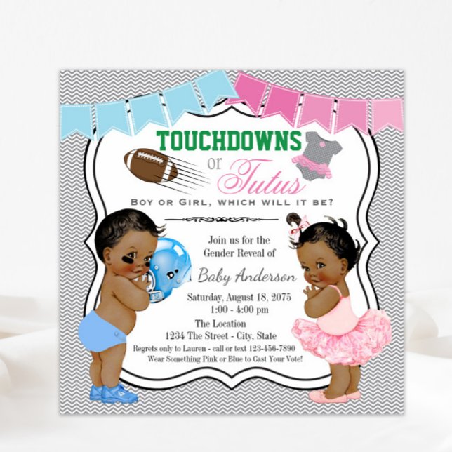 Touchdowns or Tutus Gender Reveal Invitations (Creator Uploaded)