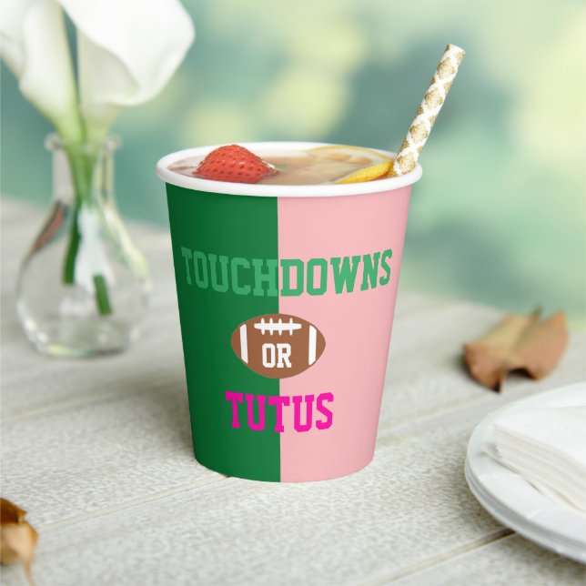 Touchdowns or Tutus Gender Reveal Paper Cups (Insitu)