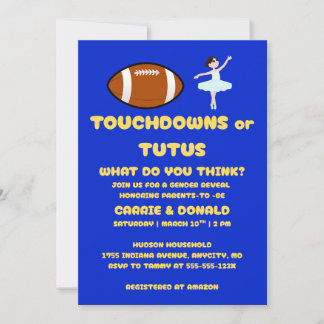 Touchdowns or Tutus Gender Reveal Party Invitation