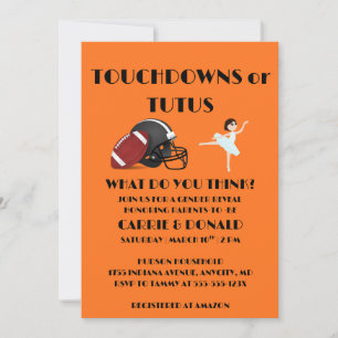Touchdowns or Tutus gender reveal party Invitation