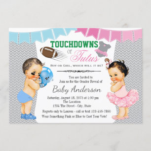 Touchdowns or Tutus Gender Reveal Party Invitation