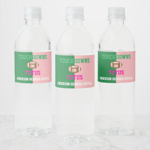 Touchdowns or Tutus Gender Reveal Water Bottle Label