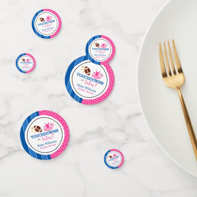 Touchdowns or Tutus Pink Blue Gender Reveal Party Confetti (Group)