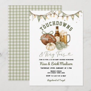Touchdowns & Tiny Toes Football Baby Shower Invitation