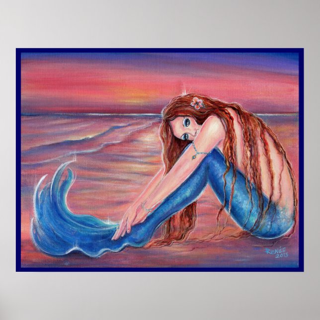 Touched by the Sun mermaid poster By Renee Lavoie (Front)