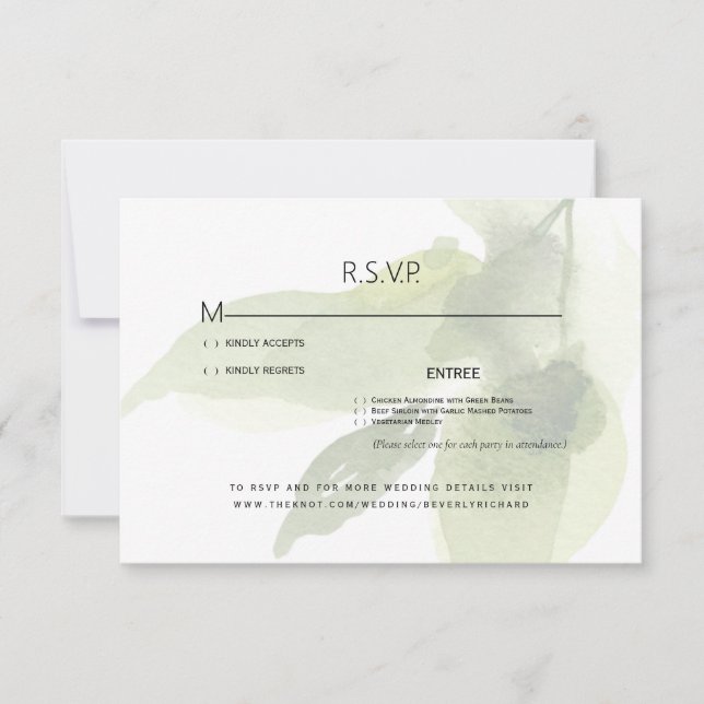 Touches of Spring Foliage Wedding RSVP Card (Front)