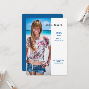 Touches of  Summer Photo Blue Bridal Shower Invitation