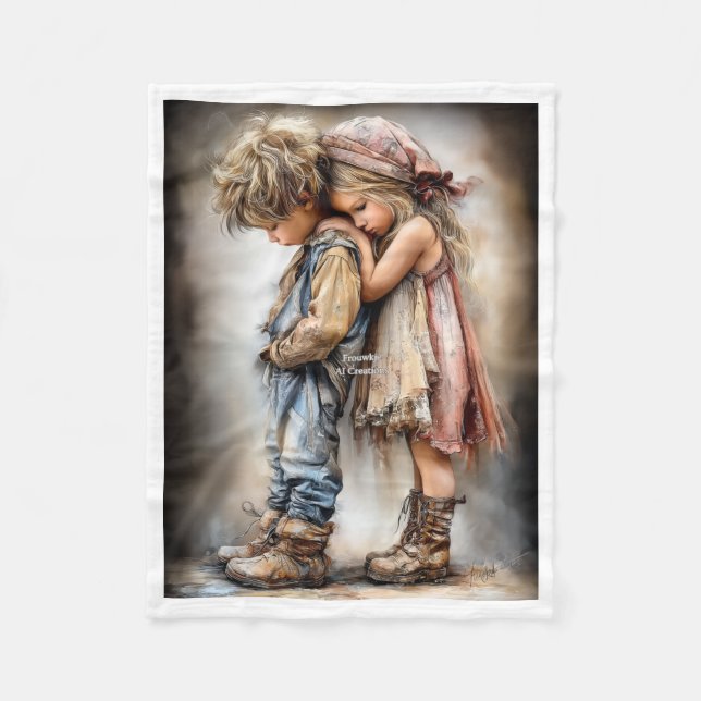 Touching Children Friendship Fleece Blanket (Front)
