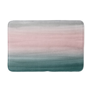 Touching Teal Blush Gray Watercolor Abstract #1 Bath Mat