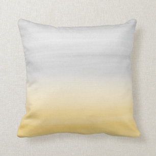 Touching Yellow Gray Watercolor Abstract #1 Cushion