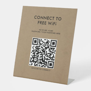 Touchless Menu QR Code Connect WiFi Kraft Pedestal Sign