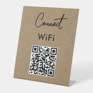 Touchless Menu QR Connect WiFi Kraft Pedestal Sign
