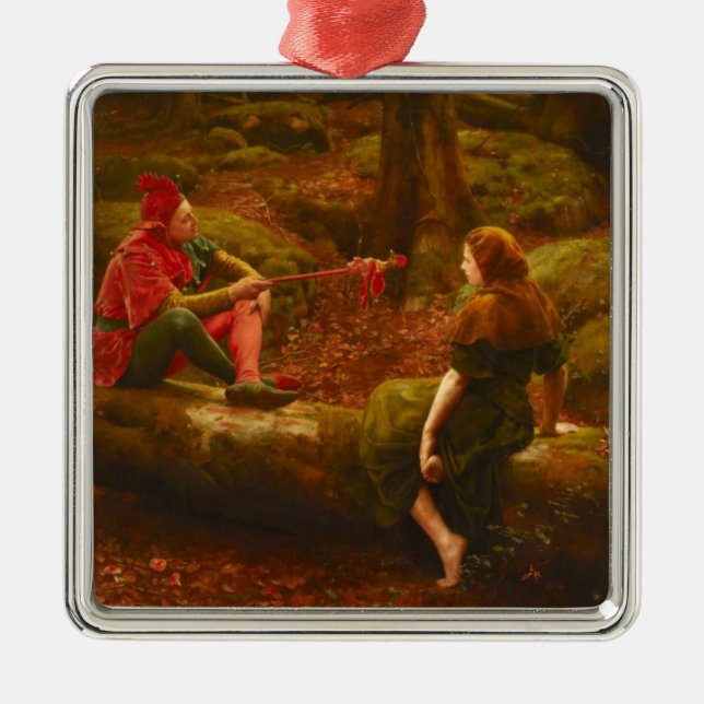 Touchstone and Audrey (Jester Teases Lady Lover) Metal Ornament (Front)