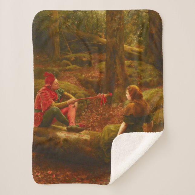 Touchstone and Audrey (Jester Teasing Lady Lover) Sherpa Blanket (Front)