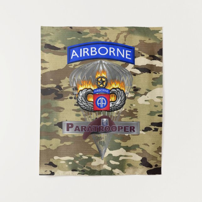Tough 82nd Airborne Division Silver Chute Tapestry (Front)