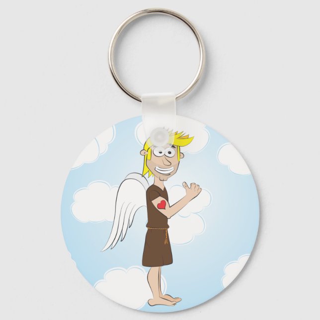 Tough Angel with heart tattoo keychain (Front)